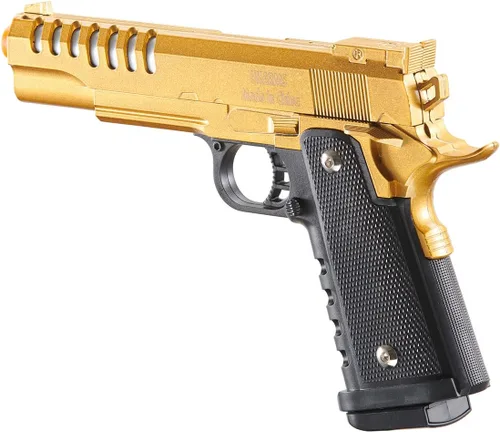 Vista 4 de Doble doble 2011 Airsoft pistola ligera oro y negro aleación primavera