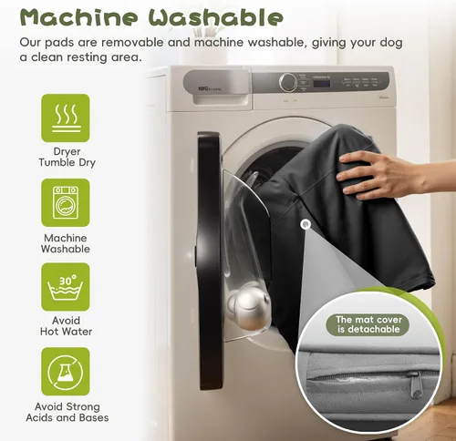 Vista 5 de WARCAT Casa de mimbre para perros, cama elevada para interiores y exteriores, para perros pequeños y medianos, con cojín extraíble, funda lavable