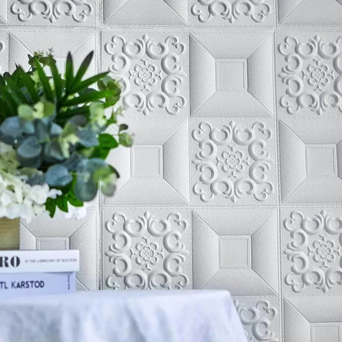 Vista 10 de Efavormart - Paquete de 10 paneles de pared con patrón de diamante blanco 3D de 52 pies cuadrados, azulejos geométricos modernos de espuma para Tipo