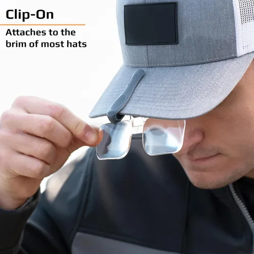 Vista 2 de Carson VisorMag óptico 1.75x Potencia (+3.00 dioptrías) Lente de aumento con clip para sombreros VM-10 Práctico aumento manos libres: lupa manos