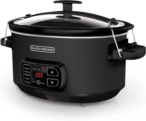Vista 10 de Black + Decker Olla de cocción lenta digital de 6.6 L, SCD7007SSD, sonda de temperatura, Sous-Vide, tapa con bloqueo, olla de cerámica extraíble