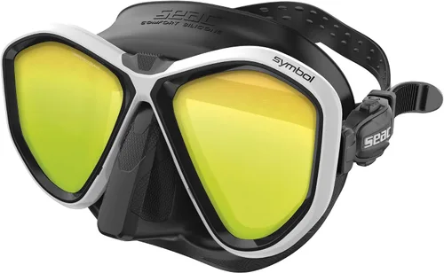 Vista 21 de Seac Símbolo, máscara de buceo hecha en Italia con dos lentes y hebilla 3D