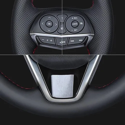 Vista 2 de ZIRIA Funda de cuero negro cosida a mano para volante de automóvil, para Nissan Qashqai X-Trail Nissan NV200 Rogue accesorios de coche