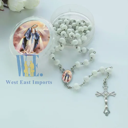 Vista 4 de 12 piezas de Rosario aromático milagroso Nuestra Señora de Gracia Rosario Religioso Regalos Regalos de Madera Rosario Collar en caja de regalo Bolsa