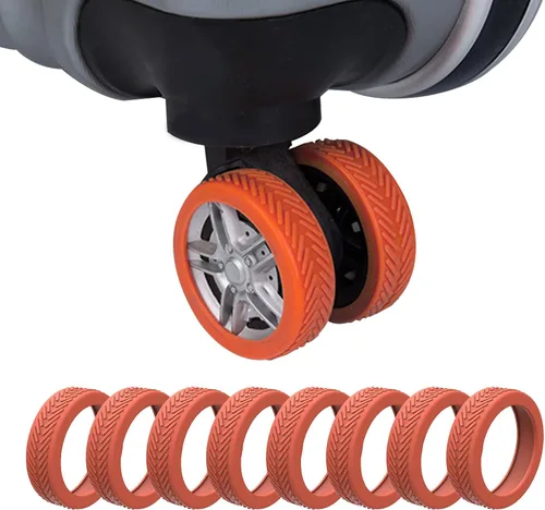 Vista 2 de Homimor Fundas para rueda de equipaje, 8 fundas de rueda de maleta, fundas protectoras de rueda de equipaje de silicona, fundas de rueda giratorias