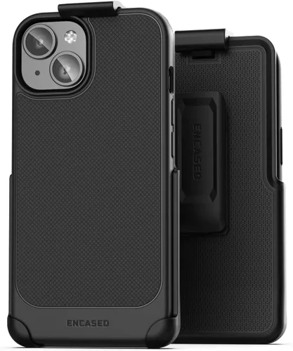 Vista 9 de Encased Thin Armor Belt Case - Diseñada para iPhone 15 con Clip de Funda para Teléfono - Negro Mate
