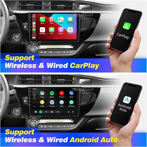 Vista 2 de Para Corolla Android Radio pantalla táctil compatible con Carplay Android Auto, reproductor multimedia de navegación Bluetooth estéreo para coche