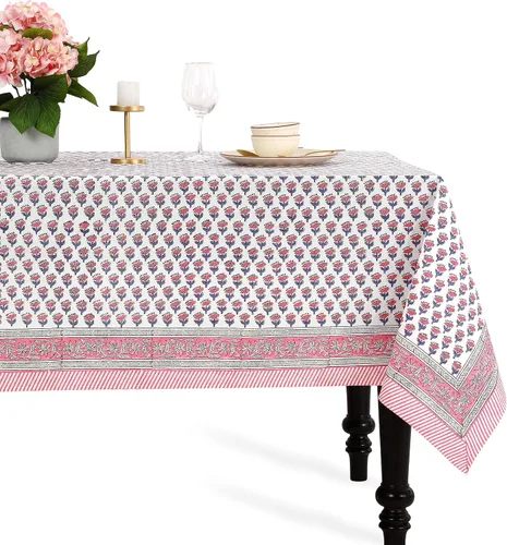 Vista 44 de CPC - Mantel cuadrado 100% algodón, 60 x 60 pulgadas, estampado de bloques indios, mantel para bodas, primavera/verano, barbacoa, verde ágata