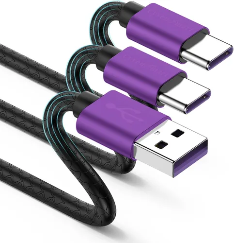 Vista 11 de [Paquete de 5 de 1 pie] Compatible con Samsung Galaxy S9 S10 S8 Plus Cable Cargador (Carga Rápida 3A), Cable Cargador TPE USB C Tipo C, USB A a Tipo