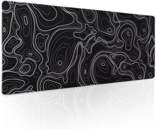 Vista 55 de Alfombrilla de mouse negra estética vintage para juegos botánicos, extendida, bonita planta verde bosque, naturaleza, floral, grande