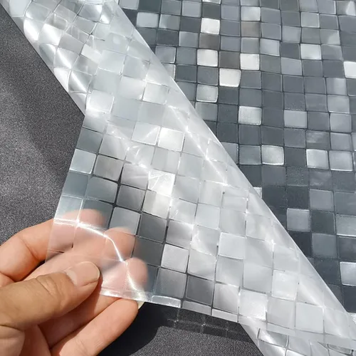 Vista 2 de Película de privacidad no adhesiva para ventana, control de calor, bloqueo UV, calcomanías de vitrales esmeriladas, sin pegamento, cubiertas