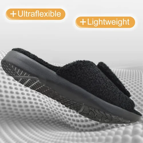 Vista 6 de ONCAI Pantuflas de casa para hombre con soporte de arco, sandalias de piel ortopédica para fascitis plantar plantilla ancha y correas ajustables