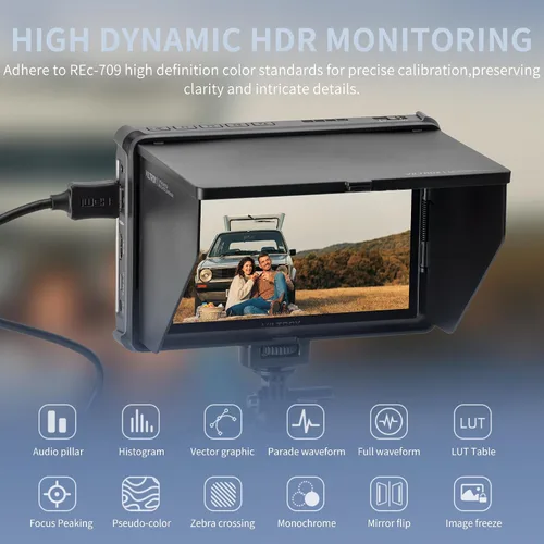 Vista 5 de VILTROX Monitor de campo de cámara de 7 pulgadas, monitor de cámara táctil de 7 pulgadas, monitoreo de video Full HD 1920x1080, Lut 3D, desfile RGB