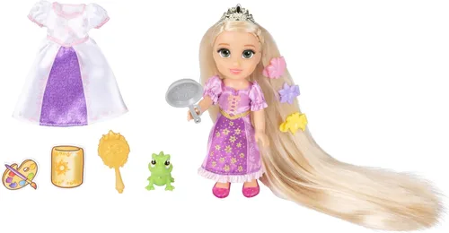 Vista 10 de Disney Princess Rapunzel Doll Muñeca Rapunzel de pelo largo Petite con Pascal, en moda de vestir púrpura y blanco