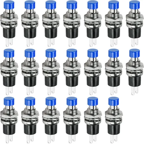 Vista 10 de Ampper Mini interruptores momentáneos de botón, 2 pines de encendido y apagado 1A, 250 V, CA, 0.276 in, redondo, SPST, interruptor de botón Negro