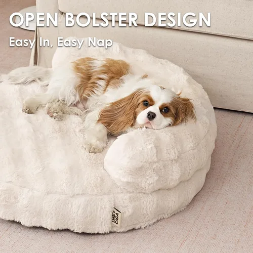 Vista 3 de EHEYCIGA Sofá cama suave para gatos de interior, cama extra pequeña esponjosa para perros con funda extraíble lavable, sofá para mascotas, Crema