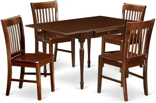Vista 15 de East West Furniture MZNO3-BCH-W Juego de mesa de comedor de 3 piezas para espacios pequeños contiene una mesa de comedor rectangular con gotas y 2