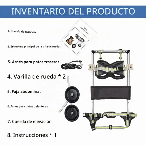 Vista 7 de Wheels Silla de ruedas para perro, silla de ruedas para patas traseras, carrito ajustable para perro, sillas de ruedas para mascotas/perros