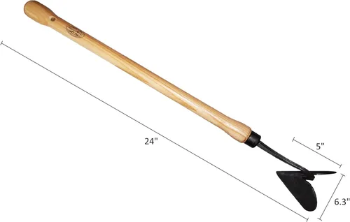 Vista 2 de DeWit Drop Grip Hand Arado – Herramienta de jardín holandés, mango de madera de fresno, agarre de doble bombilla, 22.4 pulgadas de longitud, mini
