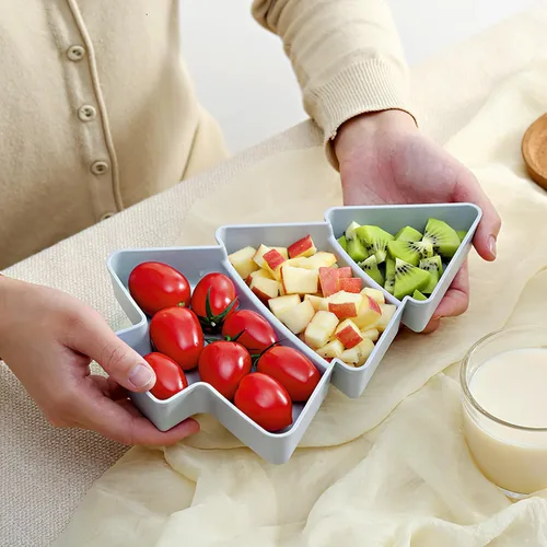 Vista 7 de Bandeja de plástico para servir árbol de Navidad, 2 unidades, platos para entretener alimentos para aperitivos, aperitivos, frutas, dulces, postres