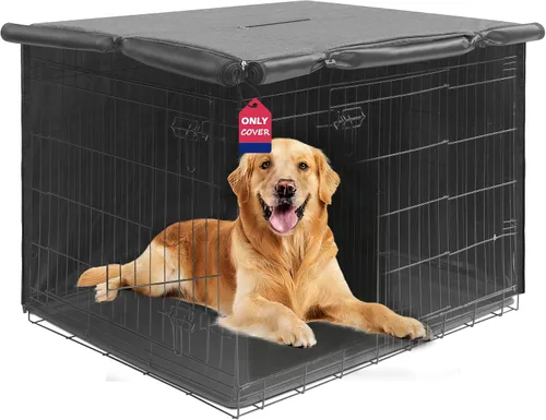 Vista 24 de HiCaptain Funda para Jaula de Perro 24.0" L x 18.0" A x 20.0" Al con Malla Transpirable, Funda para Perrera Duradera Heavy Duty, Paneles con Doble