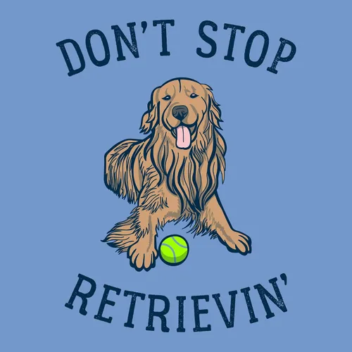 Vista 2 de Don't Stop Retrievin - Divertida camiseta de perro Golden Retriever, Azul Carolina