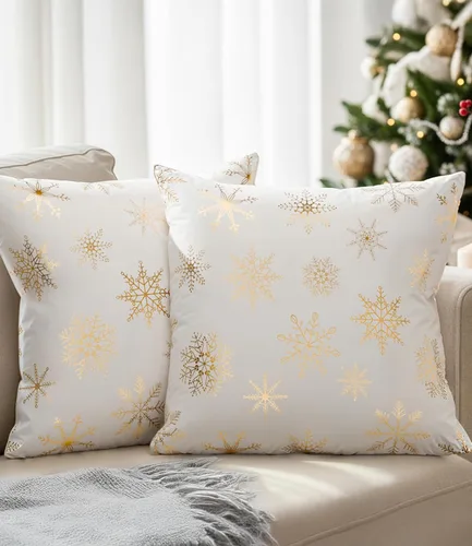 Vista 12 de Fundas de almohada de árbol de Navidad de 16 x 16 pulgadas - Juego de 2 fundas de almohada de Navidad - Fundas de almohada navideñas para sofá
