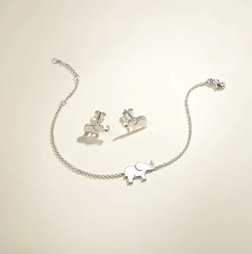 Vista 3 de FANCIME Lucky Elephant Bracelet 925 Sterling Silver High Polished Mini Small Elephant Charm Family Link Bracelet Jewelry Birthday Gifts For Women