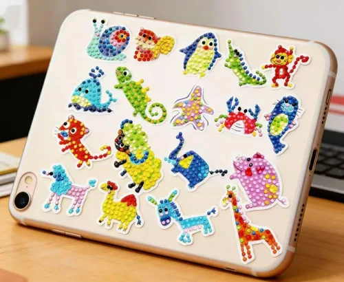 Vista 4 de FONYANE Kits de arte de diamantes para niños y niñas y niños, kits de joyería de calcomanías de animales, kit de manualidades para niños de 4, 5, 6