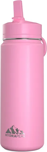 Vista 12 de Hydrapeak Mini botella de agua para niños de 20 onzas con tapa con pajilla, doble pared de acero inoxidable, a prueba de fugas y derrames, fría