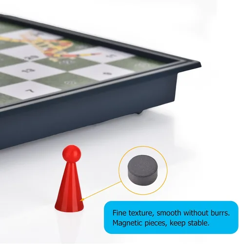 Vista 4 de Juegos de Mesa Magnéticos de Serpientes y Escaleras con Tablero Plegable Juegos de Viaje para Niños y Adultos