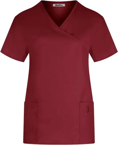 Vista 2 de Minty Mint Conjunto de uniforme médico sólido para mujer, suave, cómodo, transpirable, grosor moderado, conjunto de camisa y pantalones cargo
