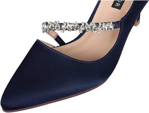 Vista 5 de Erijunor - Zapatillas cerradas para mujer con corte DOrsay y tacón kitten medio - Zapatos para fiestas y bodas