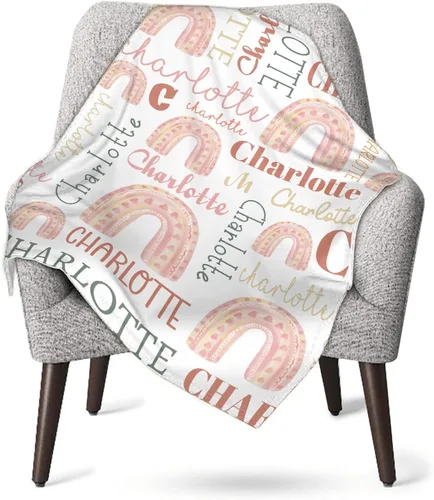 Vista 7 de Manta personalizada de arcoíris para bebé, manta acogedora de franela ligera con nombre para bebés, niños, adultos, niñas, niños, sofá cama, 30 x 40