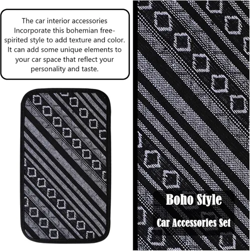 Vista 2 de Funda para consola central de automóvil, funda protectora universal para reposabrazos, estilo étnico, accesorios interiores para decoración
