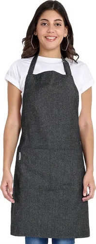 Vista 10 de Delantal de chef, delantal de cocina de algodón reciclado con un cuello ajustable con lazos largos, para cocinar, hornear