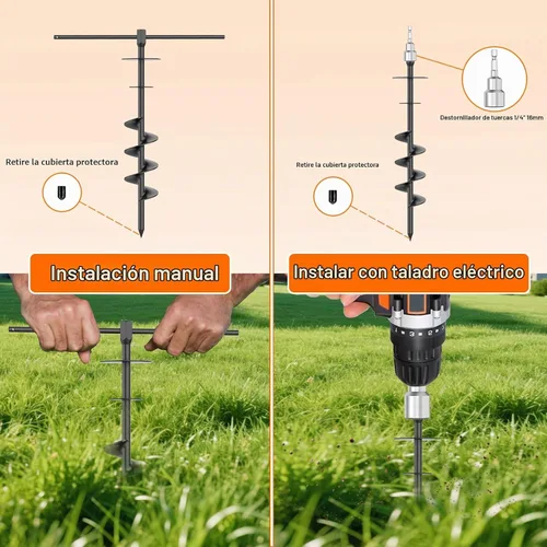 Vista 2 de Estaca de amarre para perros, estaca de correa resistente para perros grandes de hasta 210 libras, anclaje de suelo para cable de perro, correa