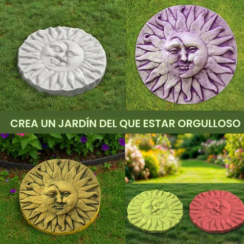 Vista 2 de Sun Moon Garden Stone Stepping Mold Pathmaker Molde de hormigón - Adoquines de hormigón prefabricados de piedra de sol