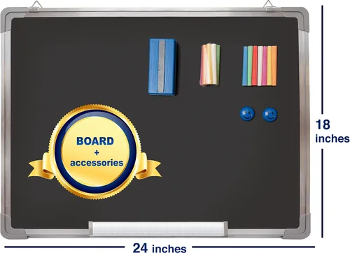 Vista 2 de Juego de pizarrón + accesorios Pizarra pequeña para colgar en la pared, pizarra negra con tizas, borrador e imanes para el hogar, cocina y oficina