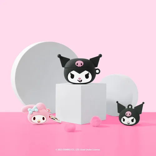 Vista 8 de iFace Kuromi - Correa de muñeca con cuentas y funda para AirPods Pro 2 de Kuromi con mosquetón
