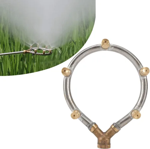 Vista 5 de Boquilla atomizadora, rosca hembra G1/4 pulgadas, 5 cabezales, riego circular ajustable, nebulización, para riego de jardín