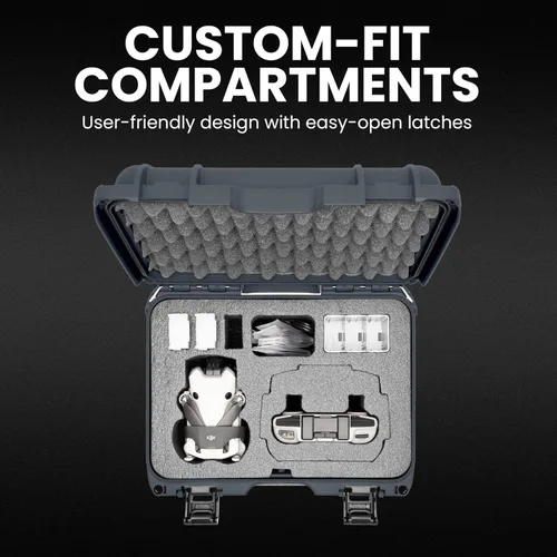 Vista 2 de Nanuk Funda protectora impermeable 915 para DJI Mini 4 Pro Fly More con sistema patentado de bloqueo PowerClaw (grafito)