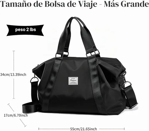 Vista 6 de Bolsa de viaje HYC00, bolsa de fin de semana para llevar en el hombro para mujer, bolsa de gimnasio deportiva con bolsillo para artículos húmedos