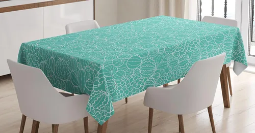 Vista 5 de Ambesonne Mantel de libélula romántica en forma de taza, estampado de flores vibrantes pastel y libélulas maduras, cubierta de mesa rectangular