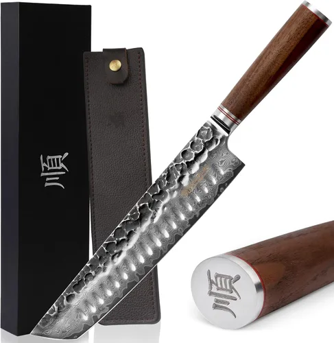 Vista 7 de YOUSUNLONG - Cuchillo de chef Kiritsuke de 10 pulgadas, rebanador japonés de damasco