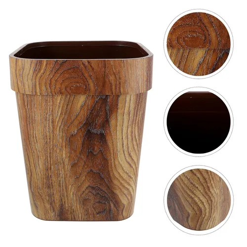 Vista 9 de Zerodeko Cubo de basura de grano de madera cuadrado sin tapa, papelera de plástico de 12 x 9.5 pulgadas, compacto para baño, cocina, oficina