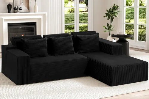 Vista 25 de Homguava - Sillones seccionales modulares para sala de estar, sofá de 101" en forma de nube con chaise en L, cómodo sofá de sala de estar