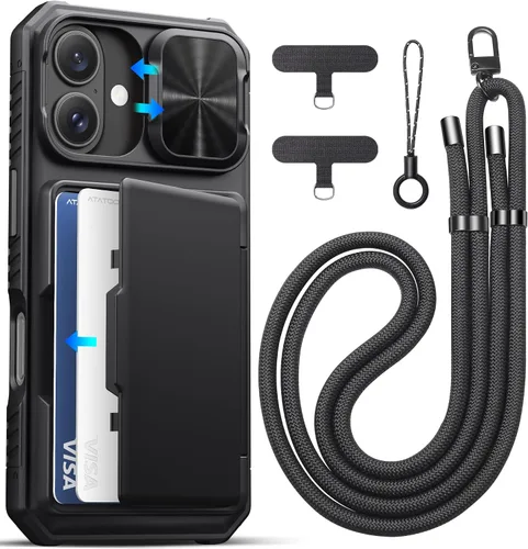 Vista 25 de ATATOO Funda Cartera para iPhone Air, Portador de Tarjetas Integrado (3-5 Tarjetas) [Bloqueo RFID] y Cubierta Deslizante para Cámara, Protección