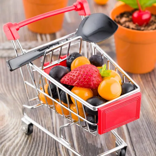 Vista 3 de Restaurantware - Mini carrito de compras de 5.5 x 5.4 pulgadas, 1 carrito de compras pequeño rectangular - Organizador de escritorio, accesorios