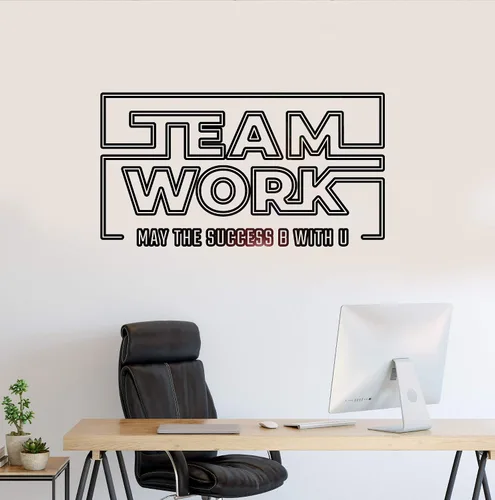 Vista 2 de Vinilo adhesivo para pared, diseño de palabras, trabajo en equipo, Star Wars, oficina, mural, 33 x 17.5 pulgadas gz237